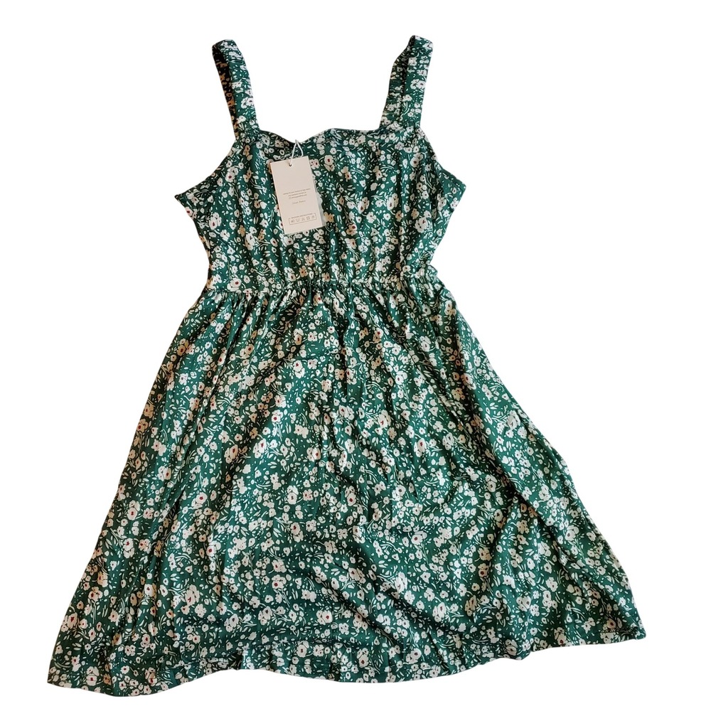 UVN Green‎ Floral Square Neck Smocked Waist Mini Dress Women Size M nwt